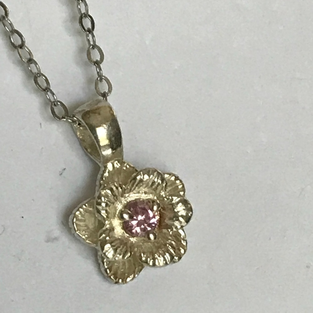 Sophia Fiori Pink Sapphire Kelani Flower Necklace - Picture 8 of 8